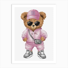 New York Girl Teddy Bear.Cool-Bear-Doll-Sublimation-Bundle Art Print