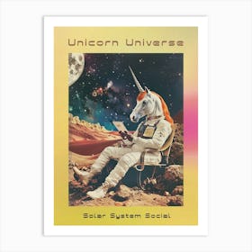 Unicorn In Space On A Tablet Abstract Collage Poster Art Print