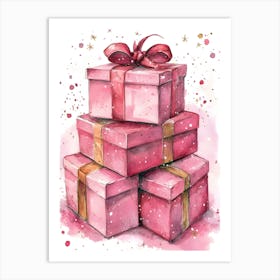 Pink Gift Boxes 2 Art Print