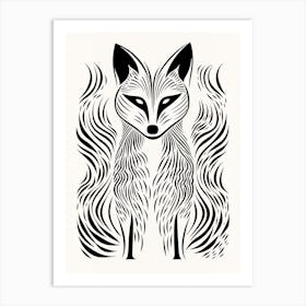 Linocut Fox Abstract Line Illustration 10 Art Print