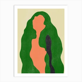Green Hair Girl Art Print
