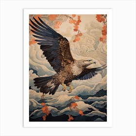 Red Tailed Hawk 2 Gold Detail Painting Art Print