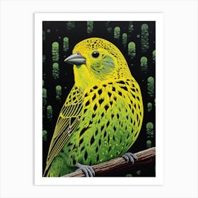 Ohara Koson Inspired Bird Painting Yellowhammer 2 Art Print