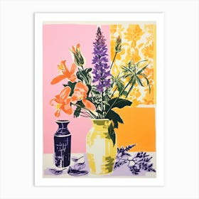 Colourful Flower Still Life Risograph Style 35 Art Print