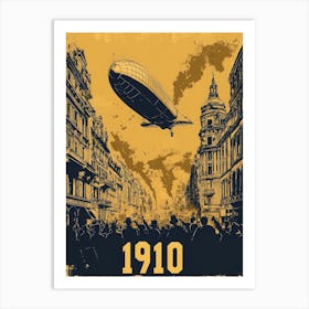 Aihrgdesign A Vintage Poster Of An Early Airship Soaring Abov 094872b1 7402 4bb1 8862 6f13ea3ea965 1 Art Print