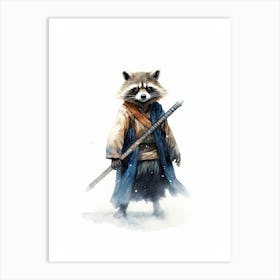 Puppy Racoon As A Jedi Watercolour 1 Art Print