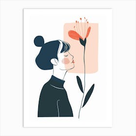 Girl Smelling Flower Art Print