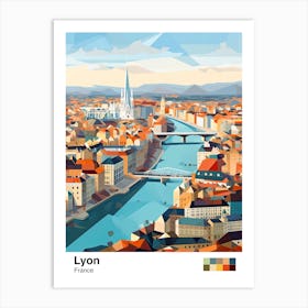 Lyon, France, Geometric Illustration 1 Poster Art Print