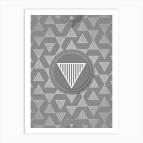 Geometric Glyph Sigil with Hex Array Pattern in Gray n.0270 Art Print