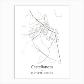 Castellaneta,Italy Minimalist Map Art Print