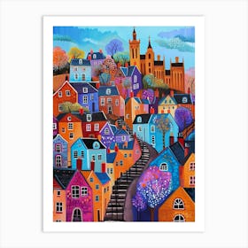 Kitsch Colourful England Cityscape 3 Art Print