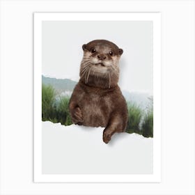 Otter Torn Paper Art Print