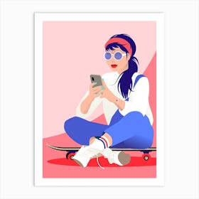 Skater Girl With Sunglasses Art Print