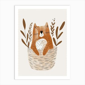 Cat In A Basket Art Print