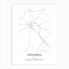 Holstebro,Denmark Minimalist Map Art Print