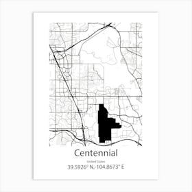 Centennial,United States Minimalist Map Art Print