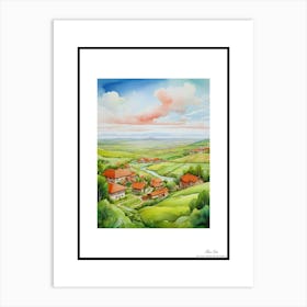 Green plains, distant hills, country houses,renewal and hope,life,spring acrylic colors.47 Art Print