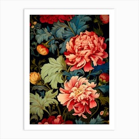 Peony Flower Pattern 1 Art Print