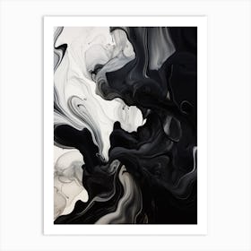 Fluidity Abstract Black And White 3 Art Print