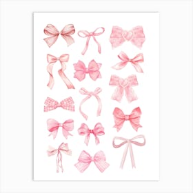 Pink Bows 3 Art Print