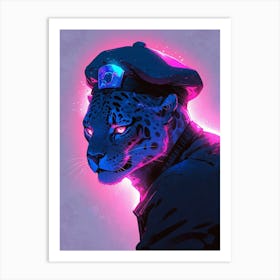 Leopard In A Police Uniform Art Print