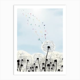 Rainbow Puffball and blue sky Art Print