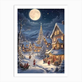 Christmas Village Lights Art Print