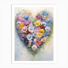 Pansies In Heart Formation 3 Art Print
