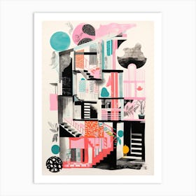 A House In Paris, Abstract Risograph Style 4 Art Print