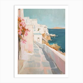 Mykonos Coast Kitsch Brushstrokes  1 Art Print