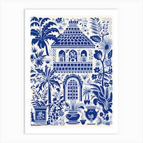 Blue And White Garden 1 Art Print