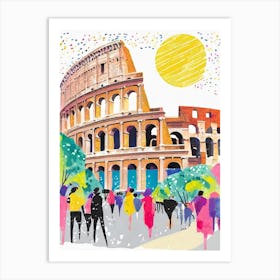 The Colosseum With Vibrant Street Life Art Print