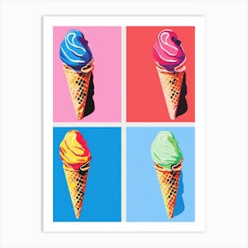 Ice Cream Cones Pop Art Retro 4 Art Print