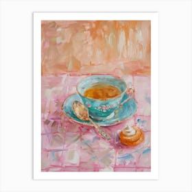 Pink Breakfast Food Tea And Biscuits 3 Art Print