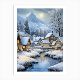 The Ethereal Beauty Of A Snow Covered Scandinavian Village 1 Art Print