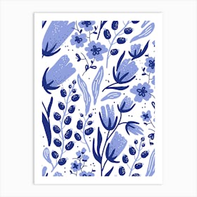 Blue Floral Pattern Art Print