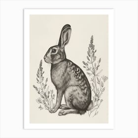 Harlequin Blockprint Rabbit Illustration 4 Art Print