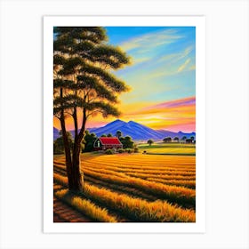 Sunset In The Field 3 Art Print