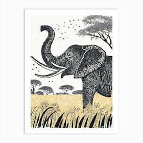 A Mighty Elephant Trumpet Among Savannah Grasses 1 Art Print