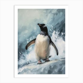 Adlie Penguin Signy Island Oil Painting 4 Art Print