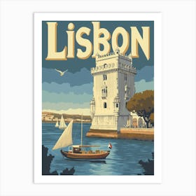 Aihrgdesign A Classic 1960s Travel Poster For Lisbon Art Print