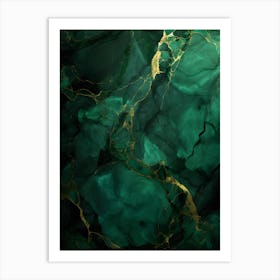 Green and Golden Marble Art Print