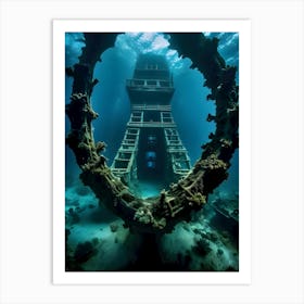 Underwater Shipwreck-Reimagined Art Print