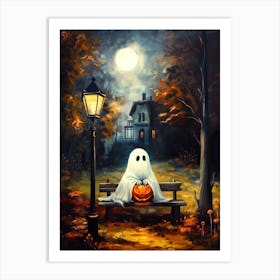 Ghost Sitting On A Bench 12 Art Print