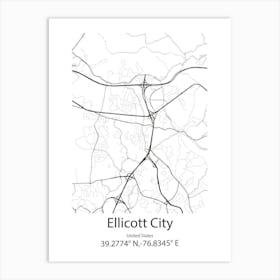 Ellicott,United States Minimalist Map 1 Art Print