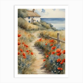 Poppies By The Sea Art Print