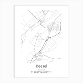 Beesel,Netherlands Minimalist Map Art Print