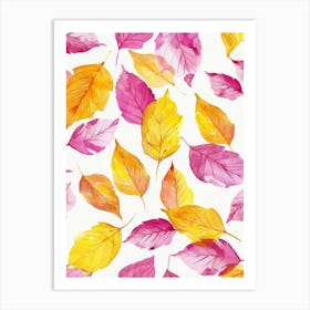 Watercolor Autumn Leaves 1 Art Print