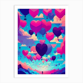 Heart Balloons In The Sky 2 Art Print