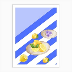 Lemons And Flowers 1 Art Print